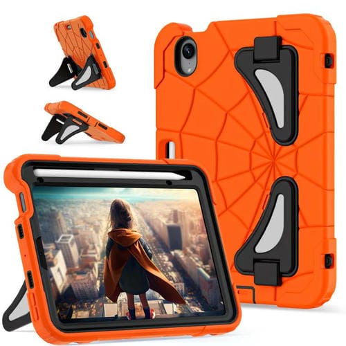 Funda Protectora para iPad Mini 2024 Mini 6 Silicona y Policarbonato a Prueba de Golpes (Naranja y Negro)