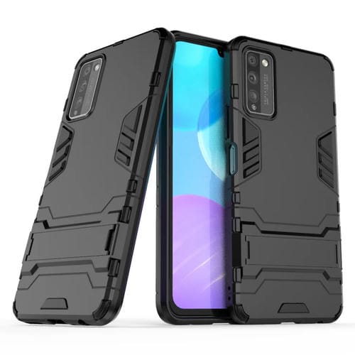 Para Huawei Honor 30 Lite PC + TPU Funda protectora a prueba de golpes con soporte invisible (Negro)