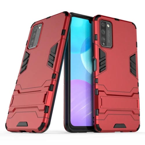Para Huawei Honor 30 Lite PC + TPU Funda protectora a prueba de golpes con soporte invisible (rojo)