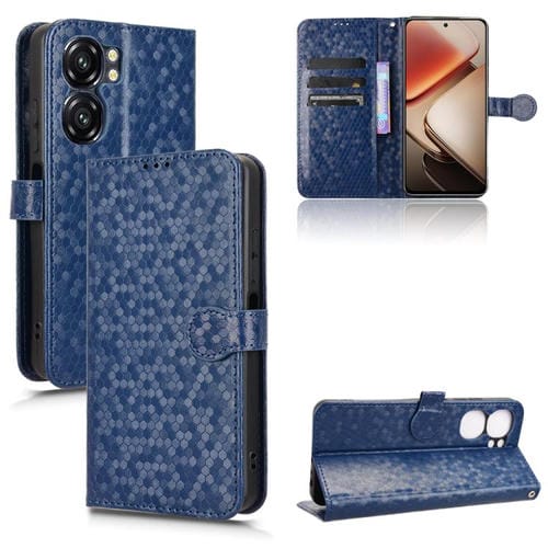 Funda de Cuero con Textura de Puntos Panal para Oukitel C58 y C58 Pro (Azul)