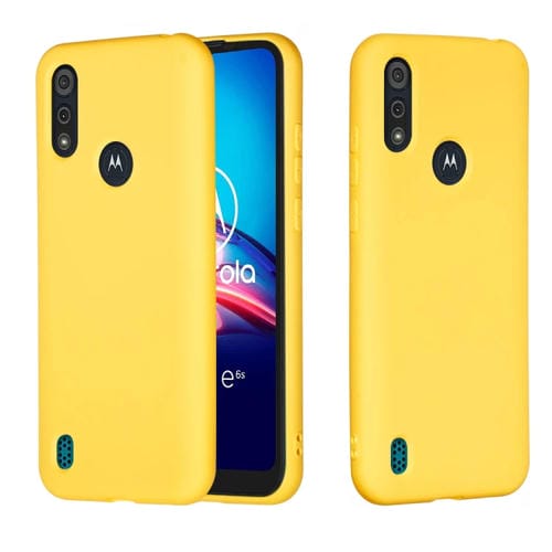 Para Motorola Moto E6s (2020) Funda protectora de cobertura total a prueba de golpes de silicona líquida de color puro (amarillo)