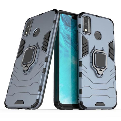 Para Huawei Honor 9X Lite Funda protectora PC + TPU a prueba de golpes con soporte para anillo magnético (azul marino)