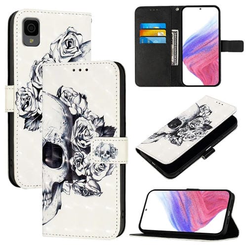 Funda de Cuero con Tapa Horizontal y Pintura 3D para TCL 30Z T602Dl (Calavera)