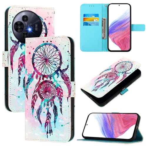 Funda de Cuero con Tapa Horizontal para TCL 50 Pro Nxtpaper con Pintura 3D (Campanas de Viento)