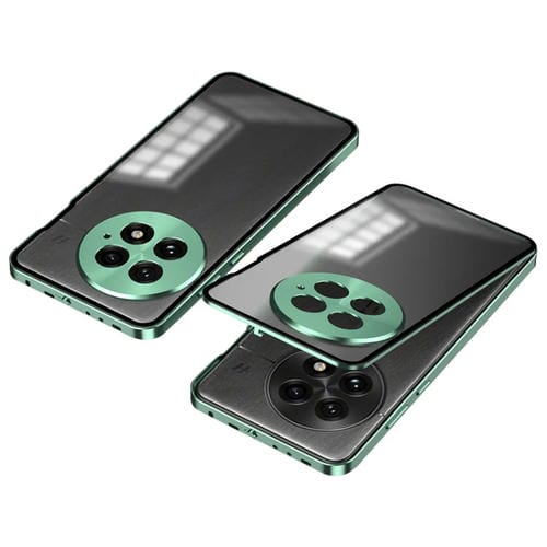 Estuche para Teléfono OnePlus 13 con Marco Metal Esmerilado y Hebilla a Presión (Verde Oscuro)