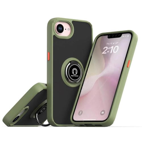 Funda de TPU + PC con aro para iPhone 16e Q Shadow 1 Series (verde militar)