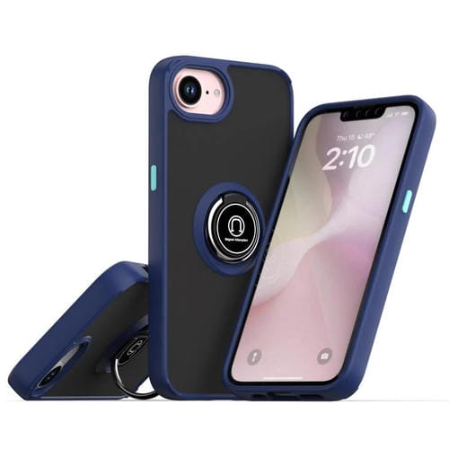 Funda de TPU + PC con anillo para iPhone 16e Q Shadow 1 Series (azul rey)