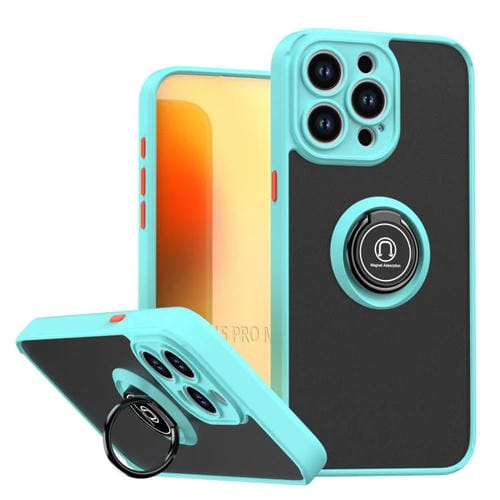 Funda de TPU + PC con anillo para iPhone 15 Pro Max Q Shadow 1 Series (azul cielo)