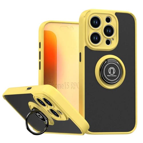Funda de TPU + PC con anillo para iPhone 15 Pro Q Shadow 1 Series (amarilla)