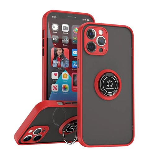 Funda de TPU + PC con anillo para iPhone 12 Pro Max Q Shadow 1 Series (roja)