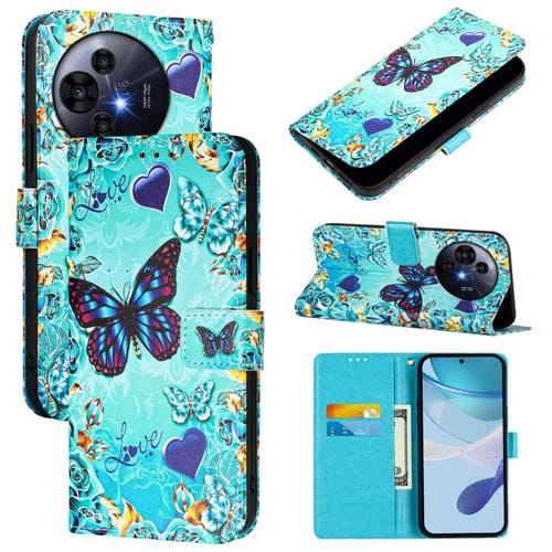 Funda de Cuero Nxtpaper para TCL 50 Pro con Patrón de Dibujo de Colores (Mariposa de Amor)