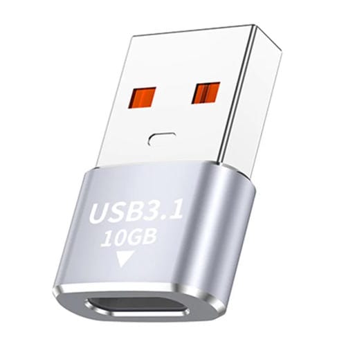 Adaptador Mini OTG USB 3.1 Macho A a USB-C Hembra 120 W 10 Gbps (Plateado)