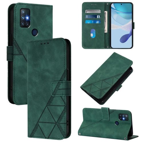 Funda de Cuero con Tapa y Relieve 3D para OnePlus Nord N10 5G (Verde)