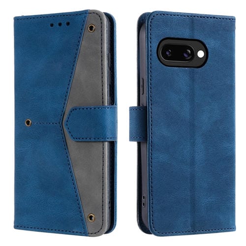 Funda de Piel de Becerro con Costuras para Google Pixel 9A (Azul)