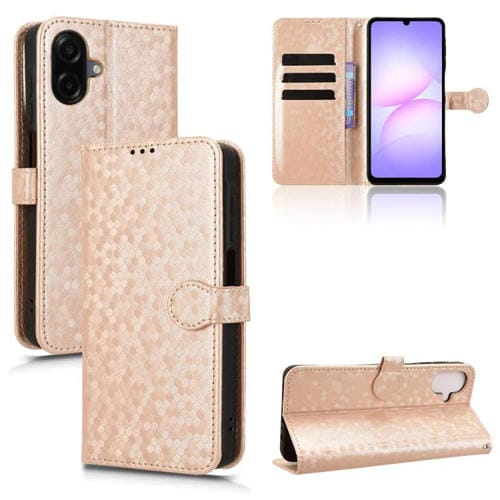 Funda de cuero con textura de puntos de panal para Samsung Galaxy A07 4G (dorada)