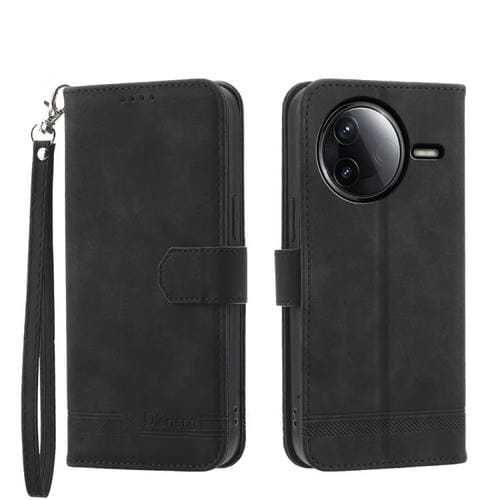 Funda híbrida de cuero sintético TPU Dierfeng Dream Line para Redmi K80/K80 Pro (negra)