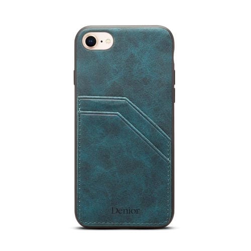 Funda Trasera PU Denior D09 con Ranura para Dos Tarjetas para iPhone 16E (Azul)