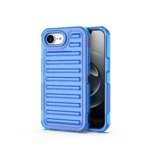Funda híbrida de TPU y PC con airbag de alta transparencia para iPhone 16e (azul transparente)