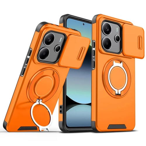 Funda deslizante con anillo de soporte para Redmi Note 14 4G (164,84 mm, naranja)