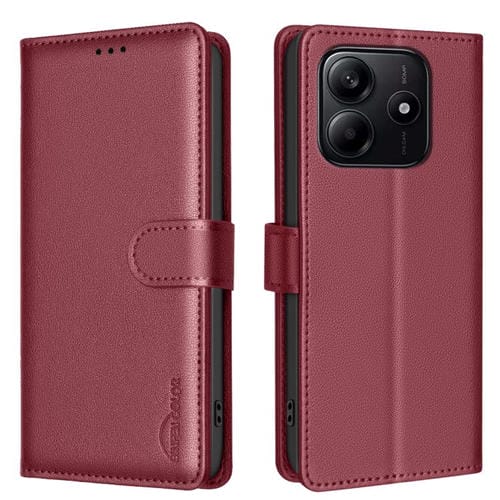 Funda de Cuero Antirrobo Rfid con Textura Litchi para Redmi Note 14 4G (Rojo)