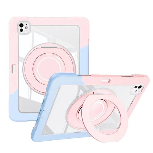 Funda híbrida TPU para iPad Pro 13 (2024) con carcasa de PC y ranura para bolígrafo (Azul y Rosa)