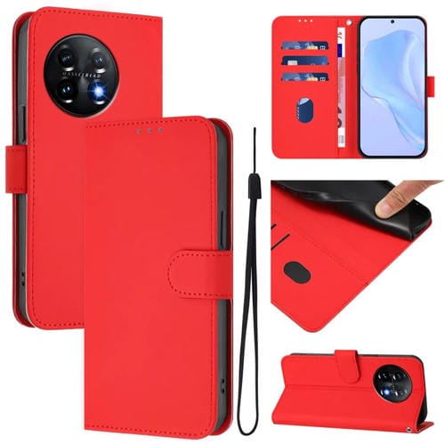 Funda de Piel con Cordón para OnePlus 11 (Rojo)