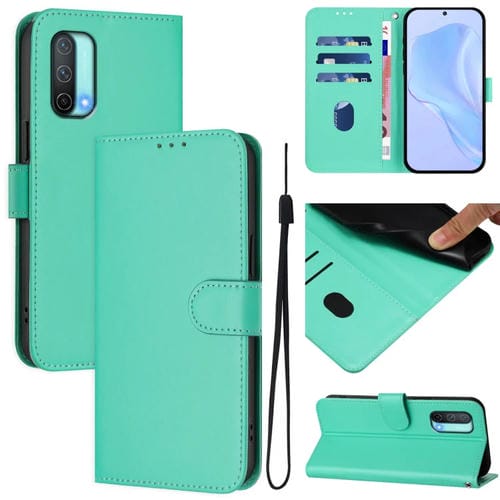 Funda de Piel Sintética con Cordón para OnePlus Nord Ce 5G (Verde)