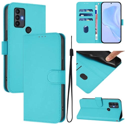 Funda de Piel para Teléfono TCL 30 Se con Cordón (Azul Lago)