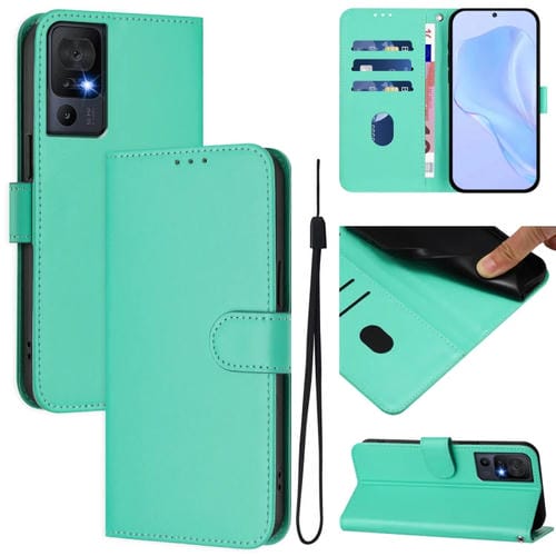 Funda de Piel Sintética con Cordón para Teléfono TCL 40 Se (Verde)