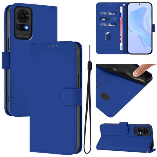 Funda de Piel Sintética con Cordón para TCL 50 Le (Azul Oscuro)