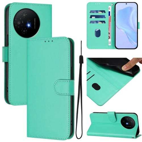 Funda de Piel Sintética con Cordón para Teléfono TCL 50 XL (Verde)
