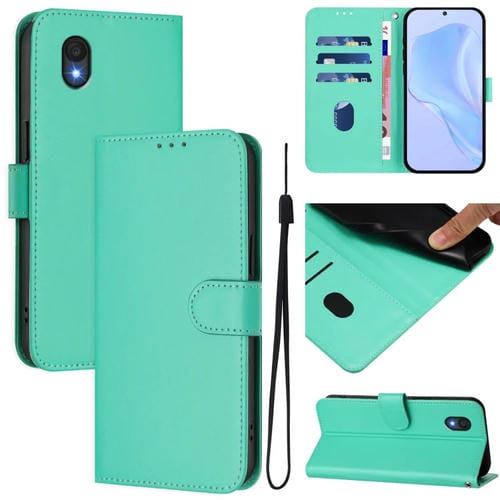 Funda de Piel Sintética para Teléfono TCL 201 con Cordón (Verde)