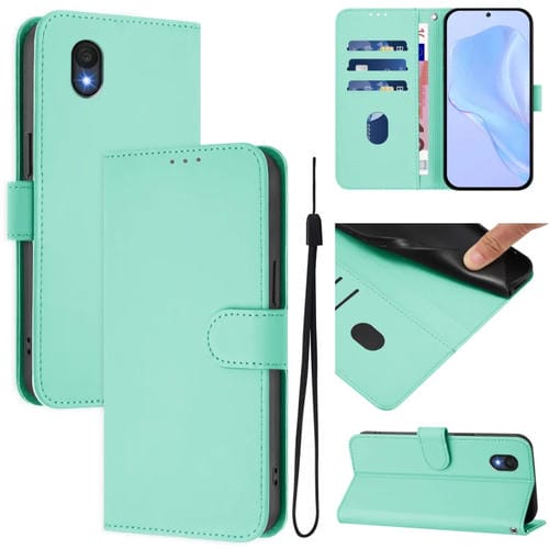 Funda de Piel Sintética con Cordón para Teléfono TCL 201 (Verde Menta)