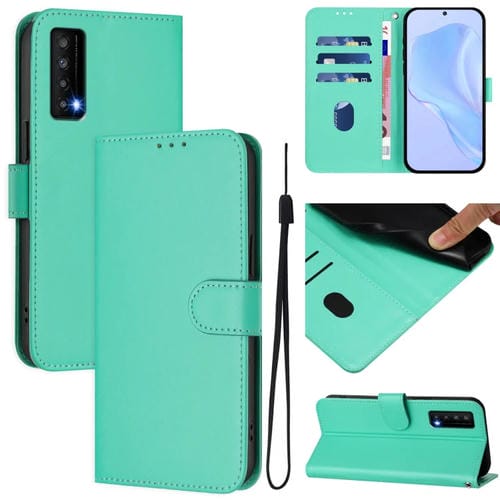 Funda de Cuero con Cordón para Teléfono TCL Stylus Skin Feel (Verde)