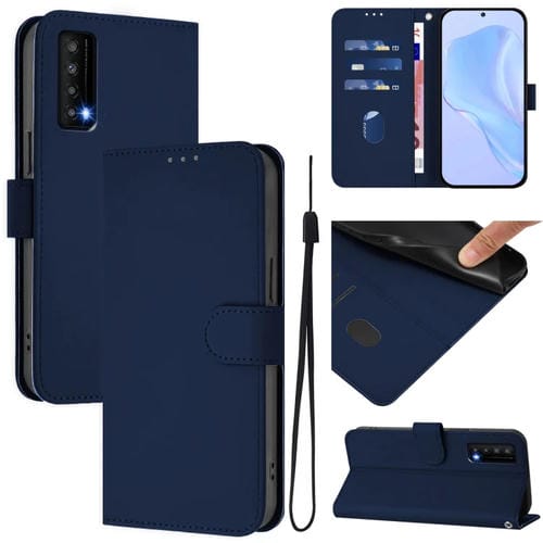 Funda de Cuero con Cordón para Teléfono TCL Stylus Skin Feel (Azul Marino)