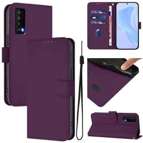 Funda de Piel con Cordón para Teléfono TCL Stylus Skin Feel (Violeta)