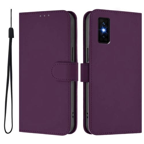 Funda de cuero con textura de piel y cordón para Infinix GT 30 Pro (violeta)