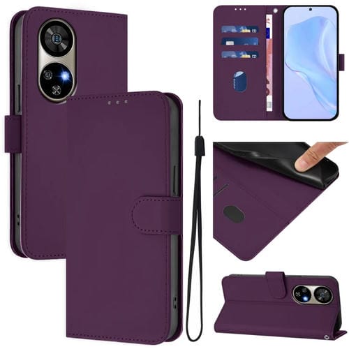 Funda de Piel con Cordón para Ulefone Note 17 Pro con Tacto de Piel (Violeta)