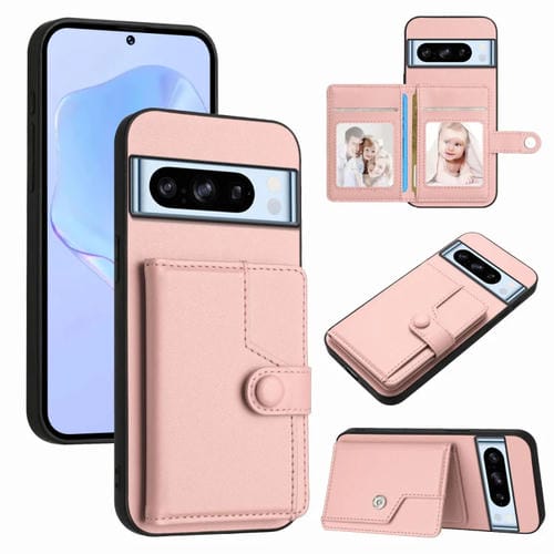 Funda Antirrobo para Google Pixel 8 Pro con Botón y Tarjeta Rfid (Rosa)