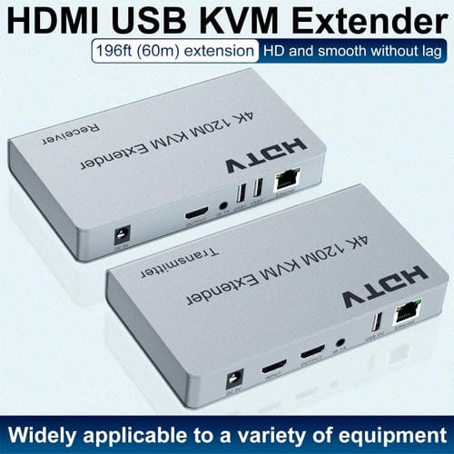 Extensor de Red HDMI USB KVM 4K 120 m con Enchufe de la UE