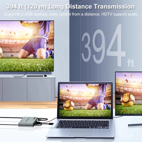 Extensor de Red HDMI USB KVM 4K 120 m con Enchufe de EE. UU.