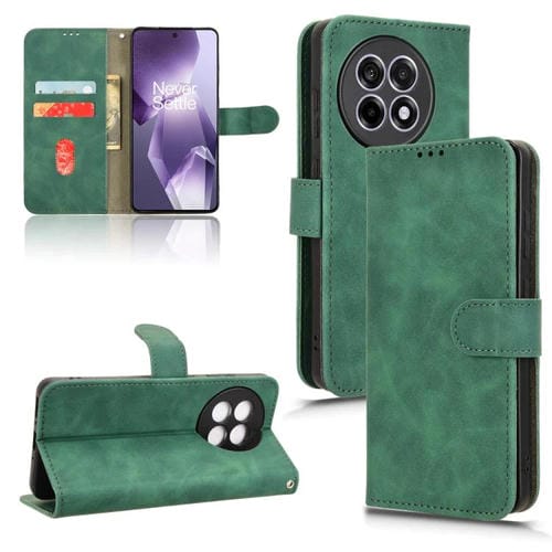 Funda de Cuero para OnePlus Ace 5 y Ace 5 Pro con Tapa Magnética y Tacto Sedoso (Verde)