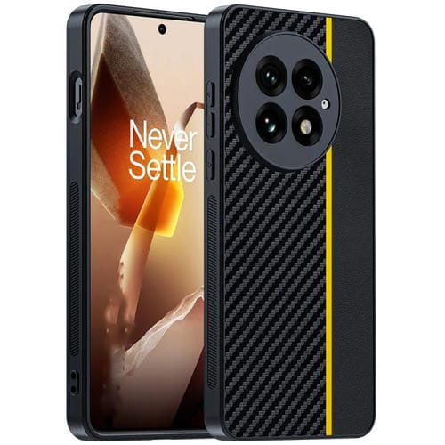Funda para Teléfono OnePlus 13 Textura Fibra de Carbono Ultrafina con Impresión (Negro y Amarillo)