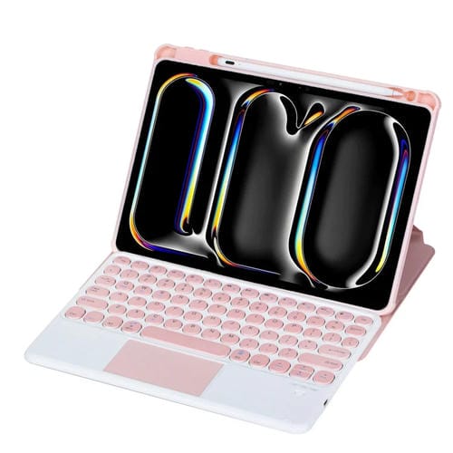 Funda de Cuero con Teclado Bluetooth para iPad Pro 11 Yl13-A Rotación 360° Teclas Redondas Control Táctil (Rosa)