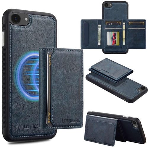 Estuche para Teléfono Lc.Imeeke L5 Series con Funda para Tarjeta Rfid Desmontable Magsafe para iPhone 16E (Azul)