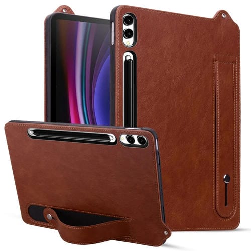 Funda para Tablet Samsung Galaxy Tab S10+ S9+ S8+ Piel Sintética TPU Correa (Marrón)