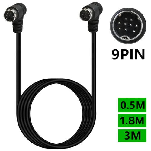 Cable Adaptador de Audio para TV 9 Pines Mini Din Doble Curvatura 0,5 m (Negro)