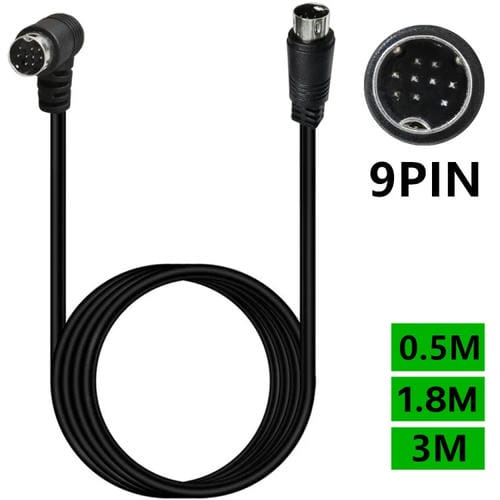 Cable Adaptador de Audio para TV 9 Pines Mini Din Una Sola Curva 0,5 m (Negro)