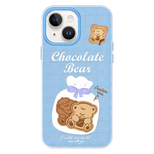 Funda híbrida TPU y Policarbonato para iPhone 14 (Azul Oso Galleta)