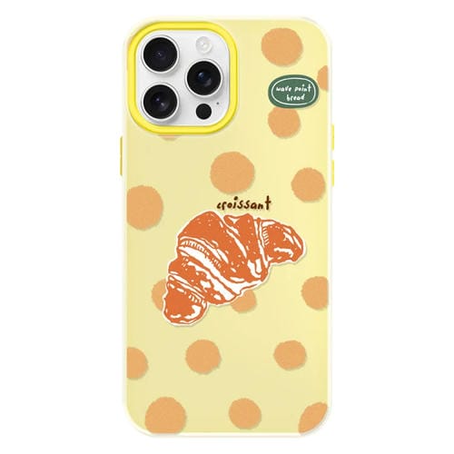 Funda híbrida TPU y PC iPhone 13 Pro Max Tacto Sedoso (Croissant de Lunares Amarillos)